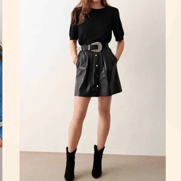 BA&SH genuine leather skirt NWTlamb skin super soft size M